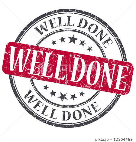 Well Done red grunge round stamp on white background 12504468
