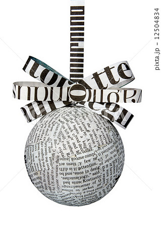 Christmas newspaper bulb with ribbon and bow Christmas newspaper bulb with ribbon and bow 12504834