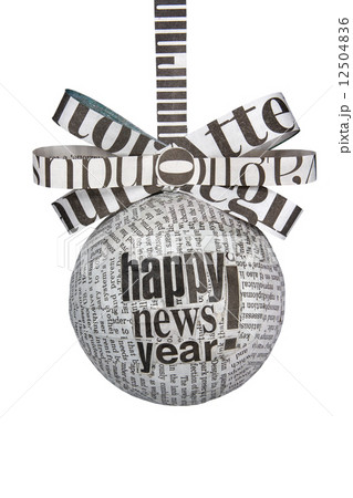 Christmas newspaper bulb with ribbon and bow Christmas newspaper bulb with ribbon and bow 12504836