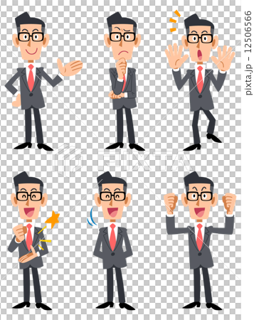 眼鏡をかけたスーツの男性 （正面向き)  12506566