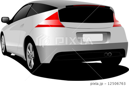 Grey hatchback car on the road. Vector illustration 12506763