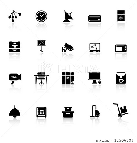 General office icons with reflect on white background 12506909