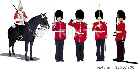Vector image of five beefeaters. England guards. 12507500