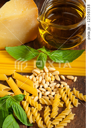 Italian basil pesto pasta ingredients 12508338