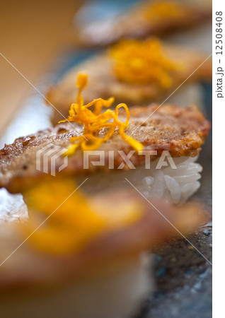 Japanese style sushi fried goose liver Japanese style sushi fried goose liver 12508408