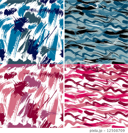 Set of seamless pattern with blots and ink splashes. Abstract ba 12508709