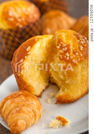 fresh baked muffin and croissant mignon fresh baked muffin and croissant mignon 12509056