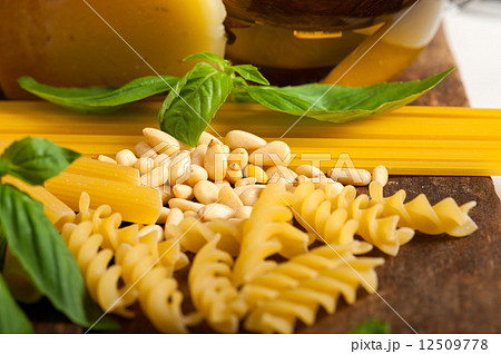 Italian basil pesto pasta ingredients Italian basil pesto pasta ingredients 12509778