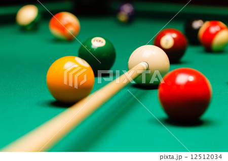 Billiard balls in a pool table. 12512034