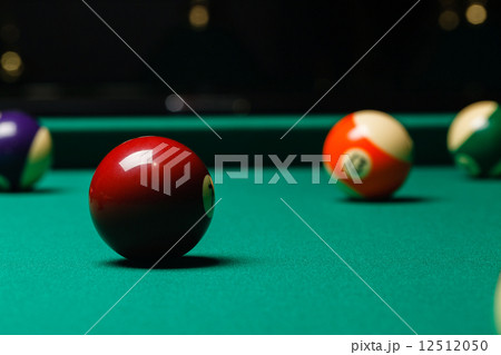 Billiard balls in a pool table. 12512050