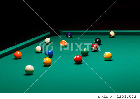 Billiard balls in a pool table. 12512052