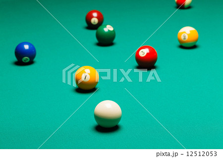 Billiard balls in a pool table. 12512053