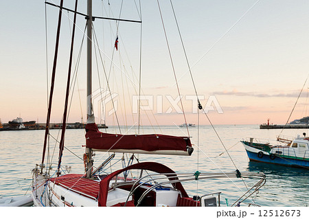 yachts and Black Sea in warm evening, Yalta yachts and Black Sea in warm evening, Yalta 12512673