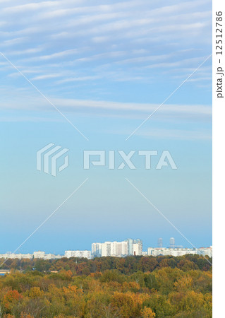 blue evening sky over city 12512786