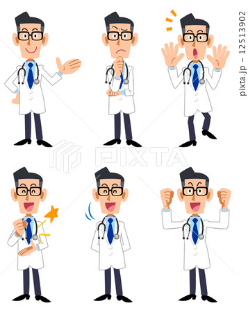 医者　6種類のポーズと仕草（正面向き） 12513902