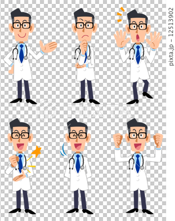 医者　6種類のポーズと仕草（正面向き） 12513902