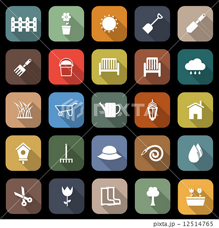 Gardening flat icons with long shadow 12514765