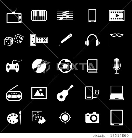 Entertainment icons on black background Entertainment icons on black background 12514860