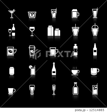 Drink icons with reflect on black background 12514865