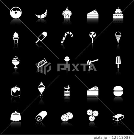 Dessert icons with reflect on black background Dessert icons with reflect on black background 12515083