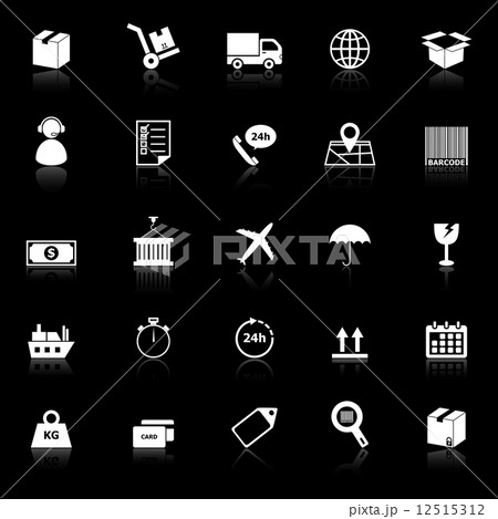 Logistics icons with reflect on black background Logistics icons with reflect on black background 12515312