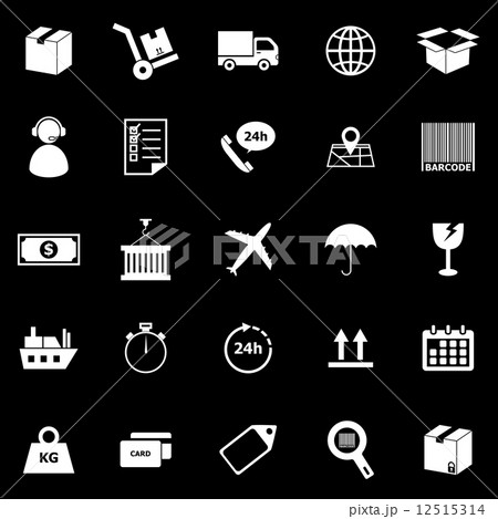 Logistics icons on black background Logistics icons on black background 12515314