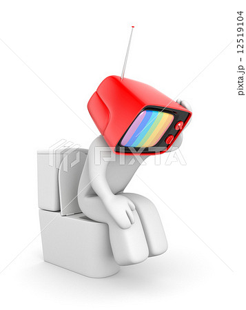 TV man sitting on the toilet bowl. Propaganda Symbolism 12519104