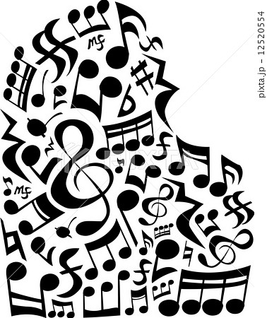 音符でできたピアノのイラスト素材