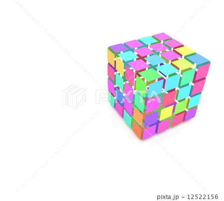 カラフルな面を組み合わせた立方体のイラスト素材