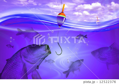 Fishing in deep blue water lake 12522376