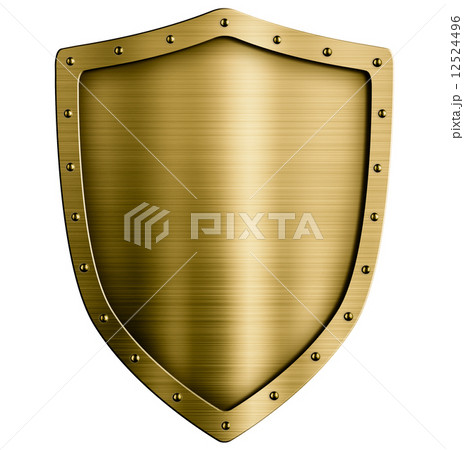 Gold or bronze metal medieval shield isolated on white Gold or bronze metal medieval shield isolated on white 12524496