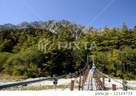 前穂高岳と明神岳（撮影地：上高地、新村橋） 12524774