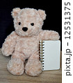 Bear doll and notebook on the wood table 12531375