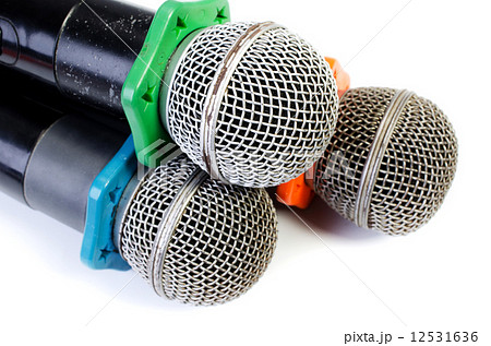 Close up of Old microphone on a white background Close up of Old microphone on a white background 12531636