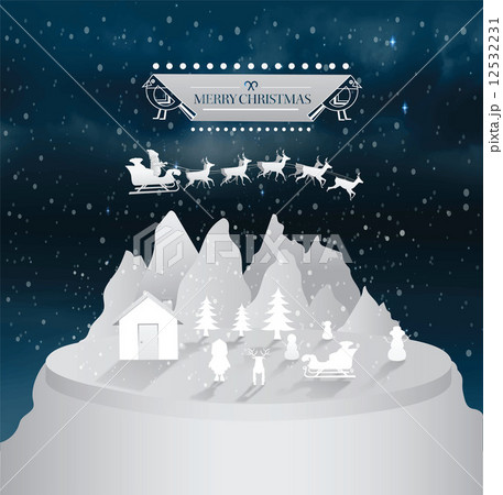 Merry christmas message vector with cute illustrations 12532231