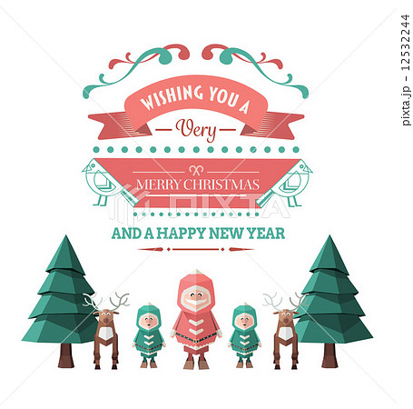 Merry christmas vector with cute illustrations 12532244