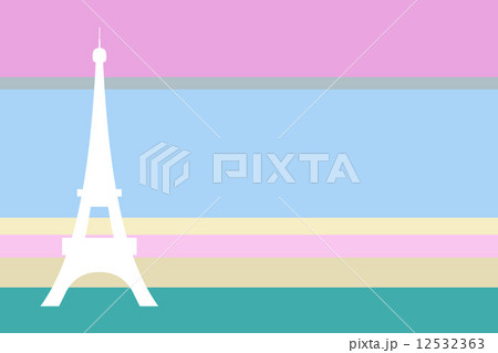 パステルカラーにエッフェル塔のシルエット 12532363