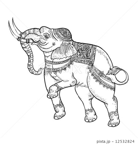 White elephant,traditional thai artのイラスト素材 [12532824] - PIXTA