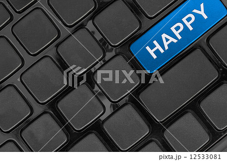 keyboard close up,top view, happy word keyboard close up,top view, happy word 12533081
