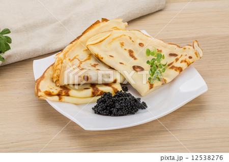 Pancakes with black caviar Pancakes with black caviar 12538276