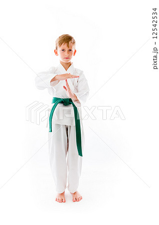 model isolated on plain background hand gesture break sign 12542534