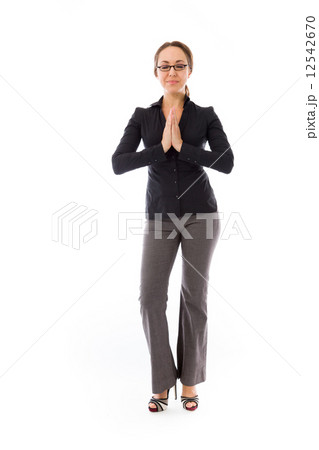 model isolated on plain background praying wishing model isolated on plain background praying wishing 12542670