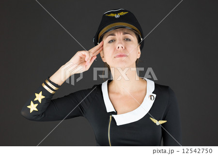 model isolated on plain background hand gesture gun 12542750