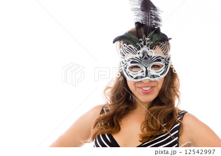 model isolated on plain background pround confident hands on hip 12542997