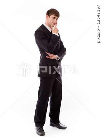 model isolated on plain background thinking 12543197