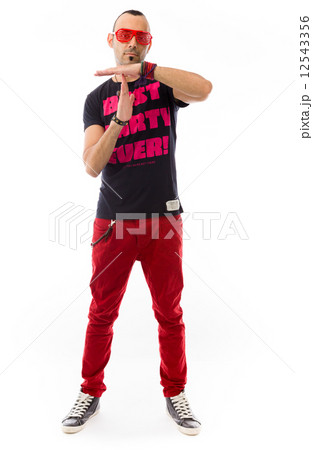 model isolated on plain background hand gesture break sign model isolated on plain background hand gesture break sign 12543356