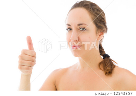 model isolated positive attitude thumbs up 12543357