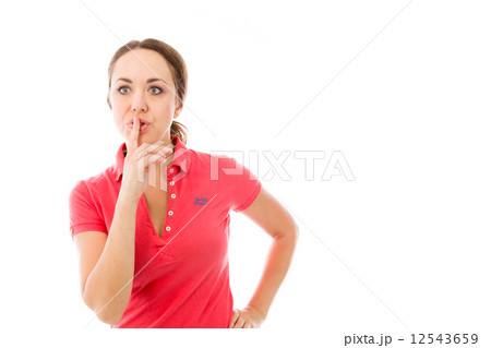 model isolated with finger on lips secret 12543659