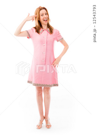 model isolated on plain background hand gesture gun 12543793