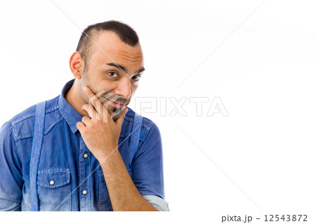 model isolated on plain background thinking 12543872